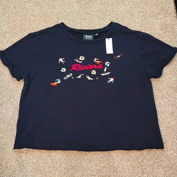 NWT Sz L Anthro Maeve Cropped French Terry Sweatshirt - Picture 1 of 8